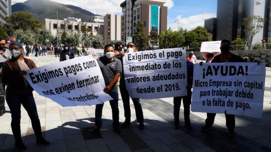 Proveedores del Estado exigieron a Finanzas el pago de sus deudas el 7 de agosto de 2020, en Quito. 