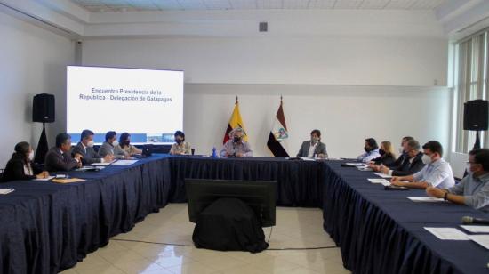 El presidente Lenín Moreno se reunió con representantes de Galápagos en Guayaquil, el 7 de septiembre de 2020.