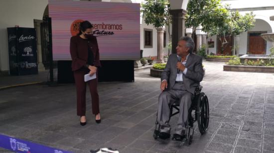 El presidente Lenín Moreno durante la entrevista con el Latin American Program, el 15 de septiembre de 2020.