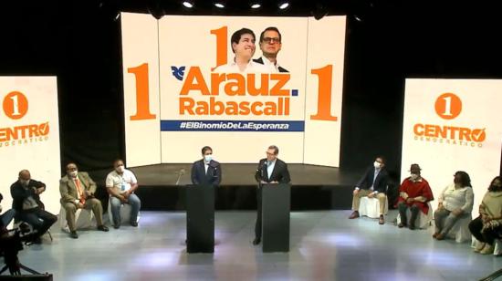 Andrés Arauz y Carlos Rabascall, binomio de Centro Democrático. 16 de septiembre de 2020