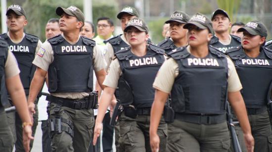 Hay 52 mil policías activos que son parte del Isspol, además de los jubilados. Aquí en la ceremonia por los 82 años de profesionalización de la Policía Nacional y graduación de 297 cadetes, en la Escuela Superior, en Quito, en marzo de 2020.