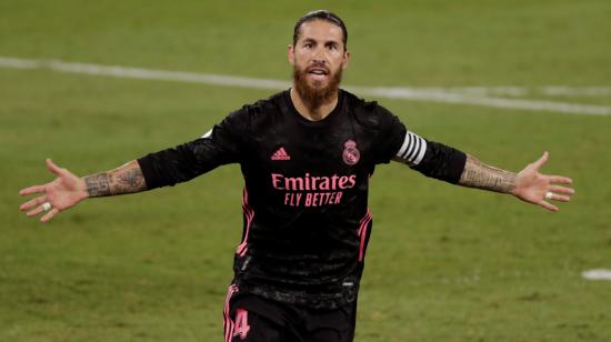 Sergio Ramos celebra tras marcar el tercer gol ante el Beis, este sábado 26 de septiembre de 2020.