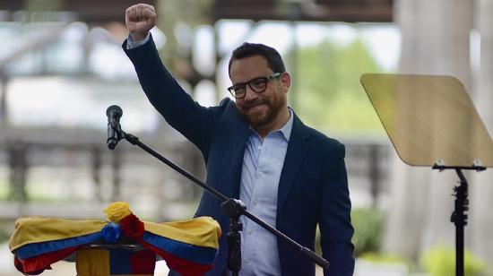 Juan Fernando Velasco en el acto de lanzamiento de su candidatura presidencial, en Guayaquil, el 28 de septiembre de 2020.