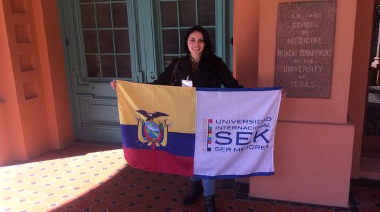 Sofía Almeida durante su pasantía en biotecnología en la Universidad de Texas (Estados Unidos).  