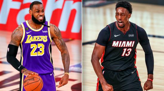 Imagen de LeBron James, de Los Angeles Lakers vs. Dwyane Mustafari, de Miami Heat.