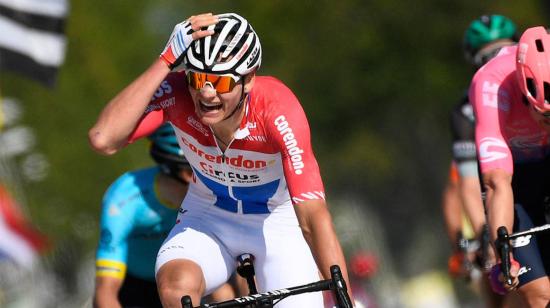 Mathieu van der Poel durante la carrera del Amstel Gold Race en 2019.