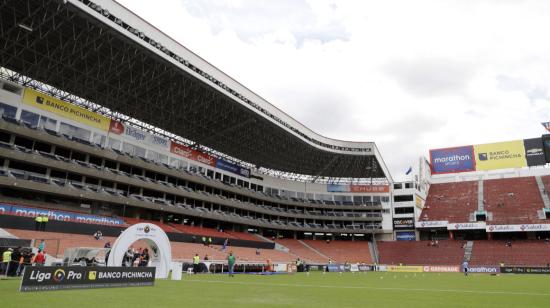 Vista panorámica del estadio Rodrigo Paz Delgado, propiedad de Liga de Quito, el 19 de febrero de 2020.