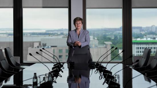 Una postal de Kristalina Georgieva, directora gerente de la sede del FMI, en Washington, este 11 de septiembre de 2020.