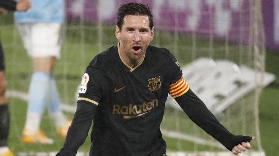 Lionel Messi festeja un gol del Barcelona ante Celta, el jueves 1 de octubre de 2020.