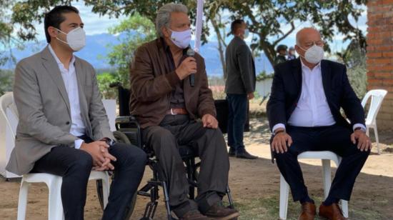 Richard Martínez, Lenín Moreno y el nuevo ministro de Finanzas, Mauricio Pozo, 7 de octubre de 2020.