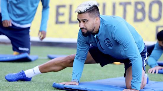 Christian Noboa durante un entrenamiento en la Casa de la Selección, en Quito, el viernes 9 de octubre de 2020.