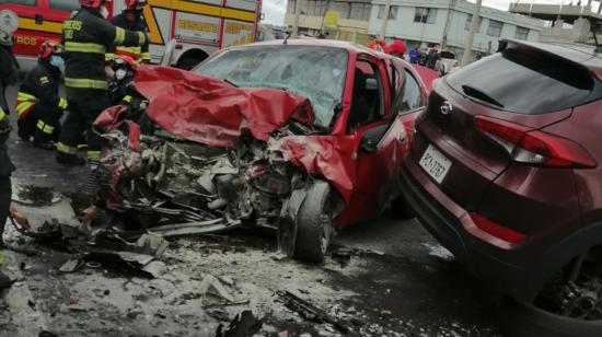 Imagen de un accidente de tránsito en Machachi, el 18 de octubre de 2020.