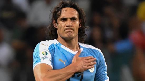 El futbolista Edinson Cavani en uno de los partidos de la selección uruguaya.