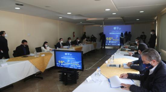 Imagen de la reunión del Gabinete de Seguridad ecuatoriano, el 30 de octubre de 2020, en Quito.