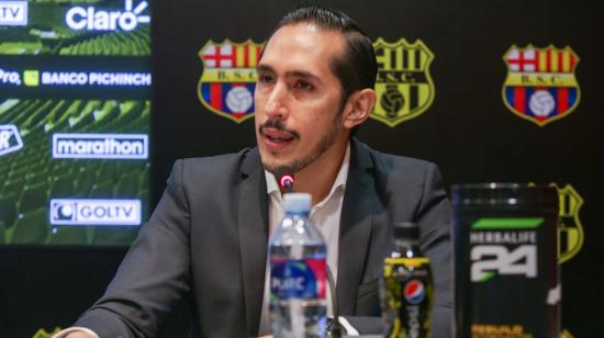 El dirigente de Barcelona en una rueda de prensa del club.