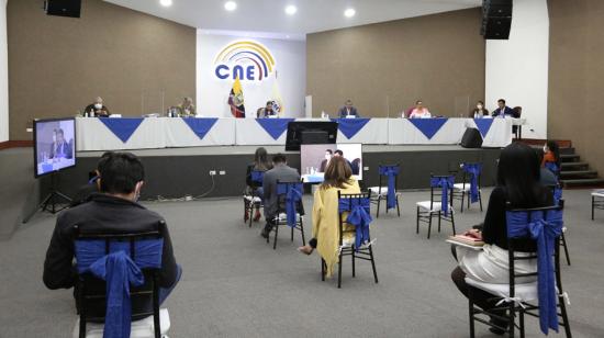 El Pleno del CNE, en sesión del 11 de noviembre de 2020.