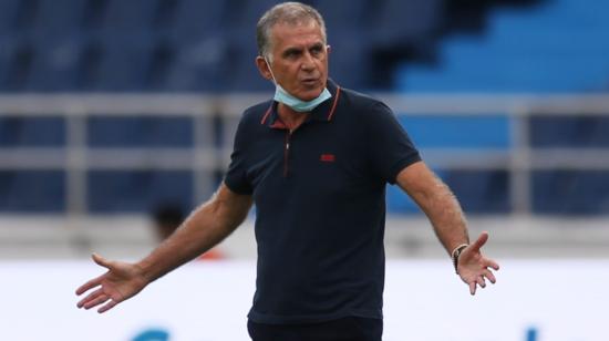 Carlos Queiroz, durante la derrota de Colombia ante Uruguay, en el partido de las Eliminatorias al Mundial de Catar, el viernes 13 de junio de 2020.