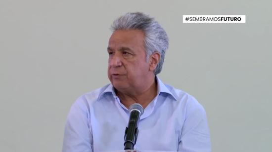 El presidente Lenín Moreno durante la cadena nacional, el 17 de noviembre de 2020.