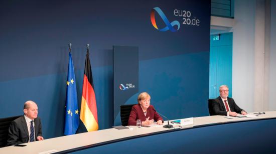 La canciller alemana Ángela Merkel, durante la reunión virtual del G20, el 22 de noviembre de 2020.