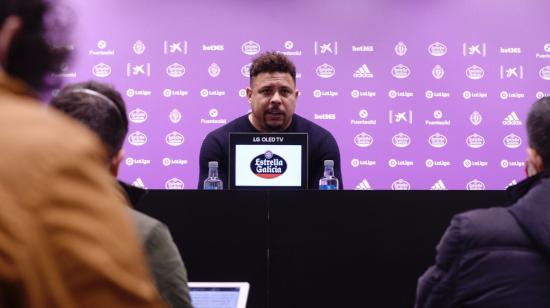 Ronaldo Nazario en rueda de prensa sobre la situación del Real Valladolid y la muerta de Diego Maradona, el martes 1 de diciembre de 2020.