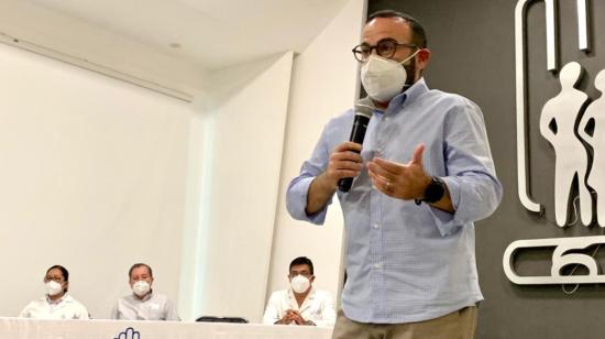 Jorge Wated, presidente del Directorio del IESS, en un evento en el Hospital de Especialidades Teodoro Maldonado Carbo, en Guayaquil, el  25 de noviembre de 2020. 