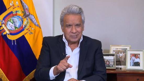 Referencial. El presidente Lenín Moreno, durante una cadena nacional la noche del 24 de noviembre de 2020, desde Carondelet.