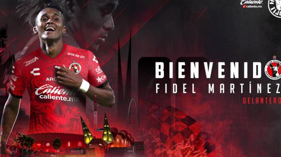 Imagen de bienvenida de los Xolos de Tijuana hacia Fidel Martínez, el sábado 12 de diciembre de 2020.