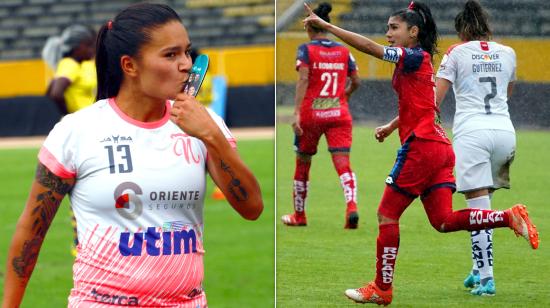 La volante de Ñañas Karen Páez y la delantera de El Nacional festejan uno de sus goles. 