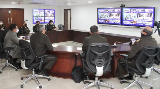 Videoconferencia del mando policial para evaluar el estado de la seguridad en el país, el 15 de diciembre de 2020.