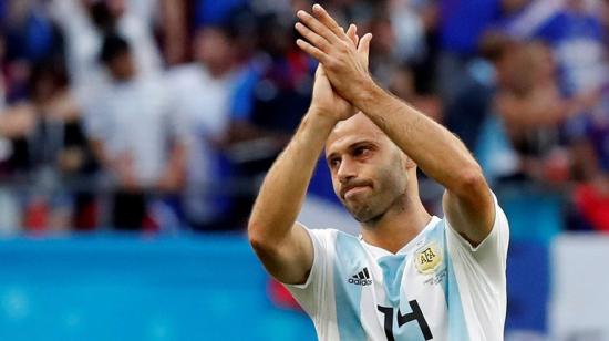 Javier Mascherano, durante el partido de la 'albiceleste' ante Francia, por los octavos de final del Mundial de Rusia 2018. 