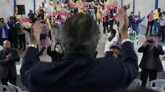 Mitín del candidato Guillermo Lasso, de Creo, en el sur de Quito. 11 de enero de 2021.