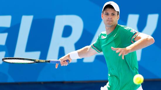 El polaco Hubert Hurkacz, durante el partido por octavos de final en Delray Beach, el domingo 10 de enero de 2021.