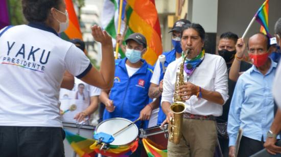 Caminata del candidato Yaku Pérez, de Pachakutik, en Guayaquil. 21 de enero de 2021