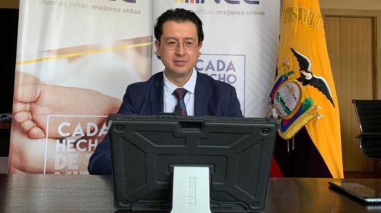 Diego Andrade, director ejecutivo del INEC, en la rendición de cuentas del Instituto, el 4 de septiembre de 2020.