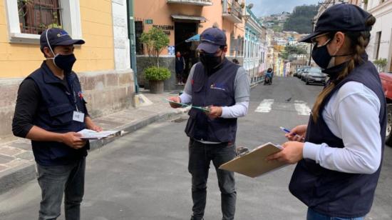 Personal del INEC en Quito, el 18 de enero de 2021. 