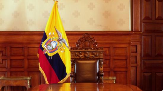 Imagen referencial del sillón presidencial, en el Palacio de Carondelet, en 2016.