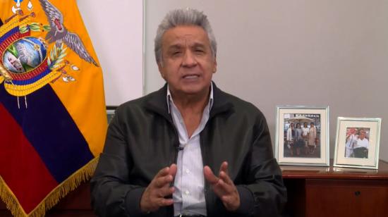 El presidente Moreno en cadena nacional del 10 de febrero de 2021.