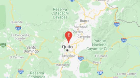 Imagen del epicentro del sismo registrado en Quito, la noche del 19 de febrero de 2021.