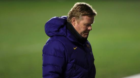 Ronald Koeman, durante el partido de los octavos de final de la Copa del Rey ante el Rayo Vallecano, el 27 de enero de 2021.