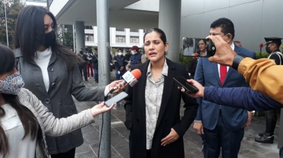 Sofía Almeida, presidenta del Cpccs, previo a la audiencia por la acción de protección presentada por Gustavo Jalkh y otros, el 22 de febrero de 2021.