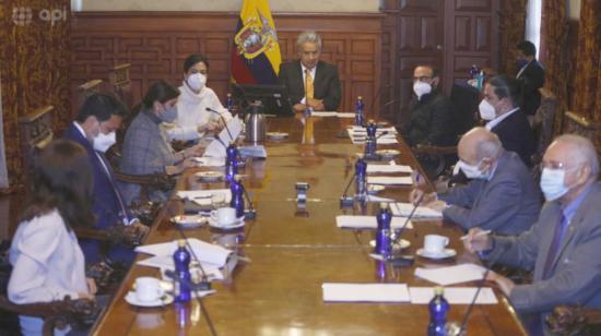 El presidente Lenín Moreno dirigió la reunión del Gabinete Ampliado en el Palacio de Carondelet, 9 de marzo de 2021.