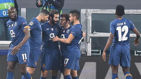 Los jugadores de Porto celebran uno de los goles ante Juventus, el martes 9 de marzo de 2021.