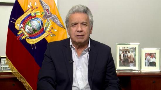 El presidente Lenín Moreno en una cadena nacional, el 10 de marzo de 2021. 