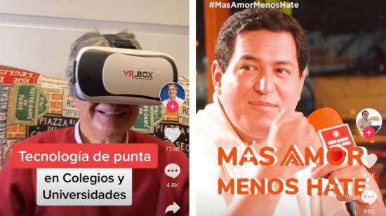 Guillermo Lasso y Andrés Arauz protagonizaron videos en TikTok el 18 de marzo de 2021.