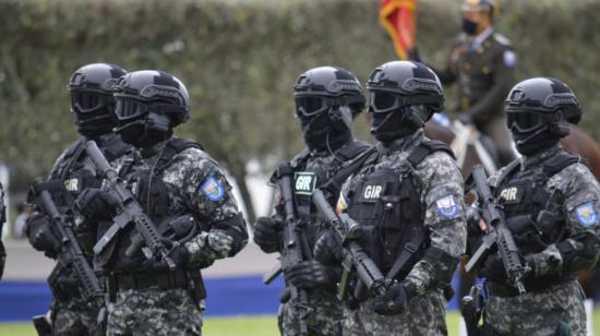 Miembros del GIR en un evento en la Escuela Superior de la Policía en Quito, el 20 de enero de 2021. 