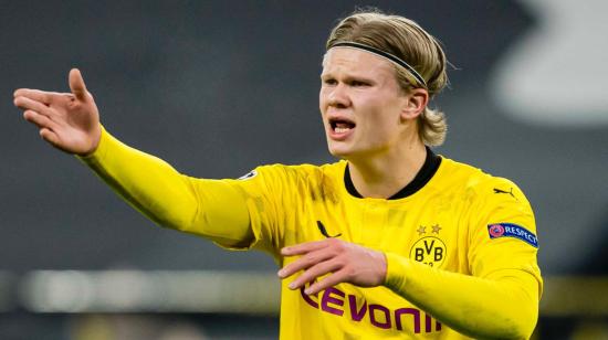 El delantero noruego, Erling Haaland, durante un partido del Borussia Dortmund, en marzo de 2021.