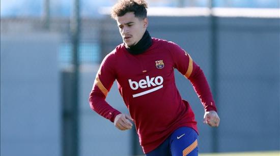 El jugador Philippe Coutinho en uno de los entrenamientos con el FC Barcelona.