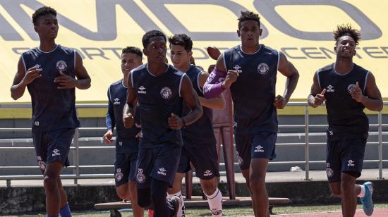 Los jugadores del Guayaquil City durante el entrenamiento del martes 6 de abril de 2021.