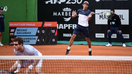 Gonzalo Escobar, durante el partido de cuartos de final del ATP 250 de Marbella, el jueves 8 de abril de 2021.