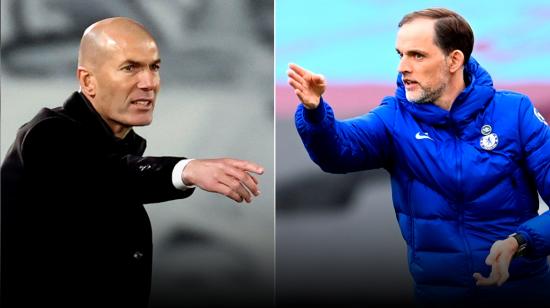 Los técnicos Zinedine Zidane (Real Madrid) y Thomas Tuchel (Chelsea) se enfrentarán este martes 27 de abril en la semifinal de ida de la Champions League.